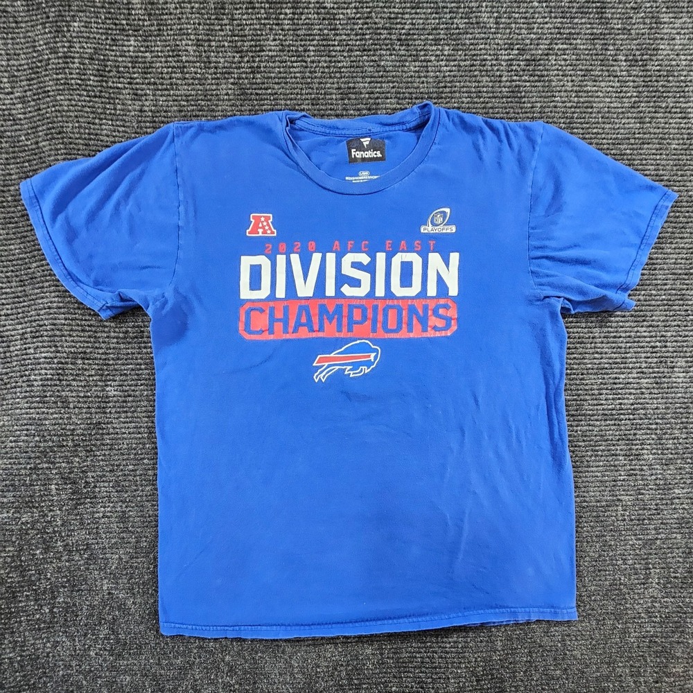 Buffalo Bills T-Shirt Men L Blue Fanatics Football 2020 AFC East Division Champs